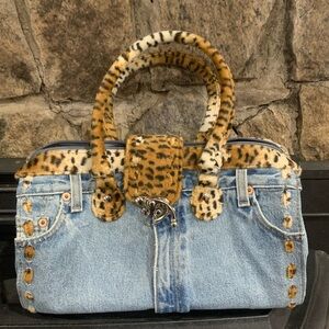 Hand & Heart Levi’s Denin Jeans Cheetah Print Bag Vintage